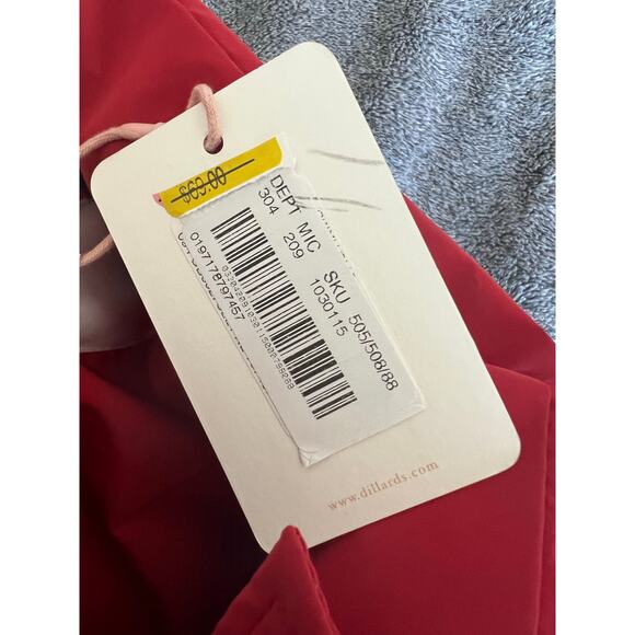 NWT GB Red Puffer Zip Front High Neckline Functional Pockets Cropped Jacket XL - Picture 13 of 13